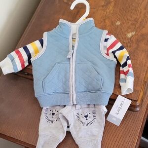 Carter's Blue Vest with Striped Sleeves and Lion Pants